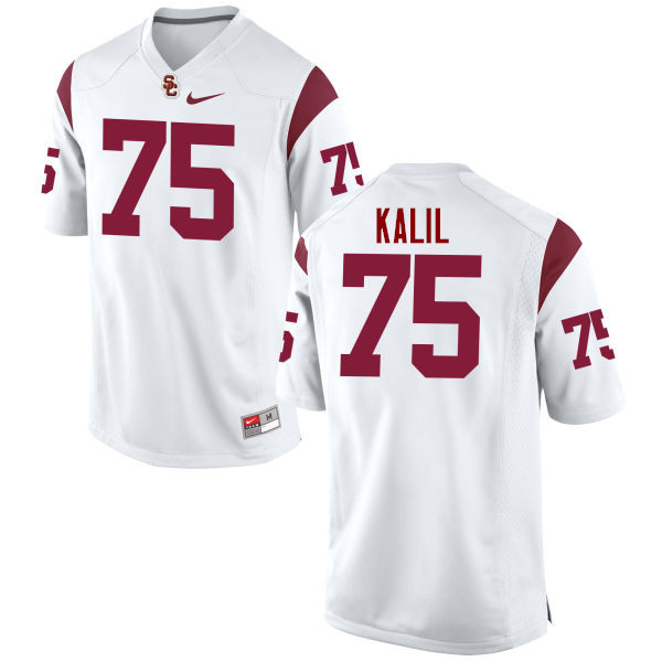 Men #75 Matt Kalil USC Trojans College Football Jerseys-White